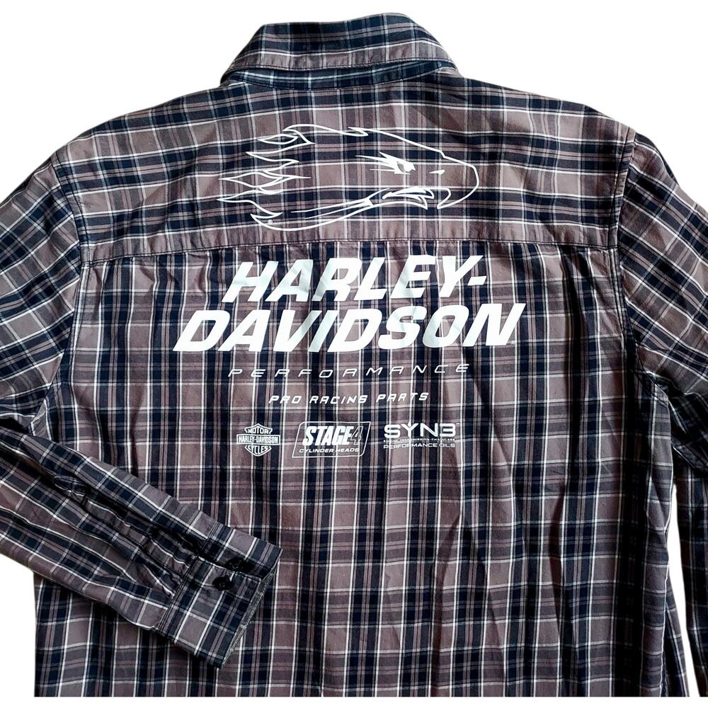Harley Davidson Mens Screaming Eagle Performance Pro Racing Plaid L/S Shirt Sz L